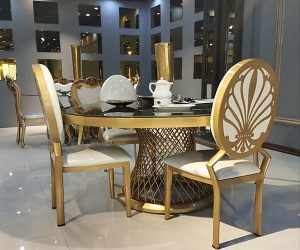چیدمان صندلی پشت cnc و میز پایه حصیری رنگ کوره